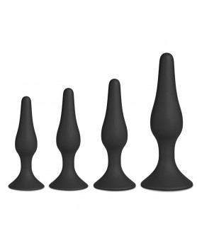 Set of Four Silicone Butt Plugs Black