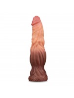 Lovetoy 9.5 Inch Dual Layered Silicone Cock Flesh Brown