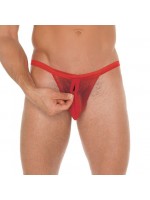 Mens Red Mesh GString With Zipper