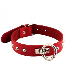 Rouge Garments Red Studded ORing Studded Collar